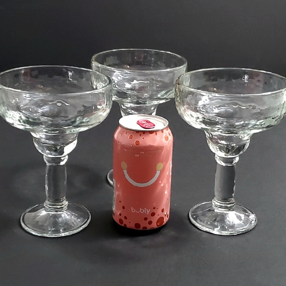(3 pc set)🍹Margarita Textured Clear 9oz Glasses - Picture 1 of 8